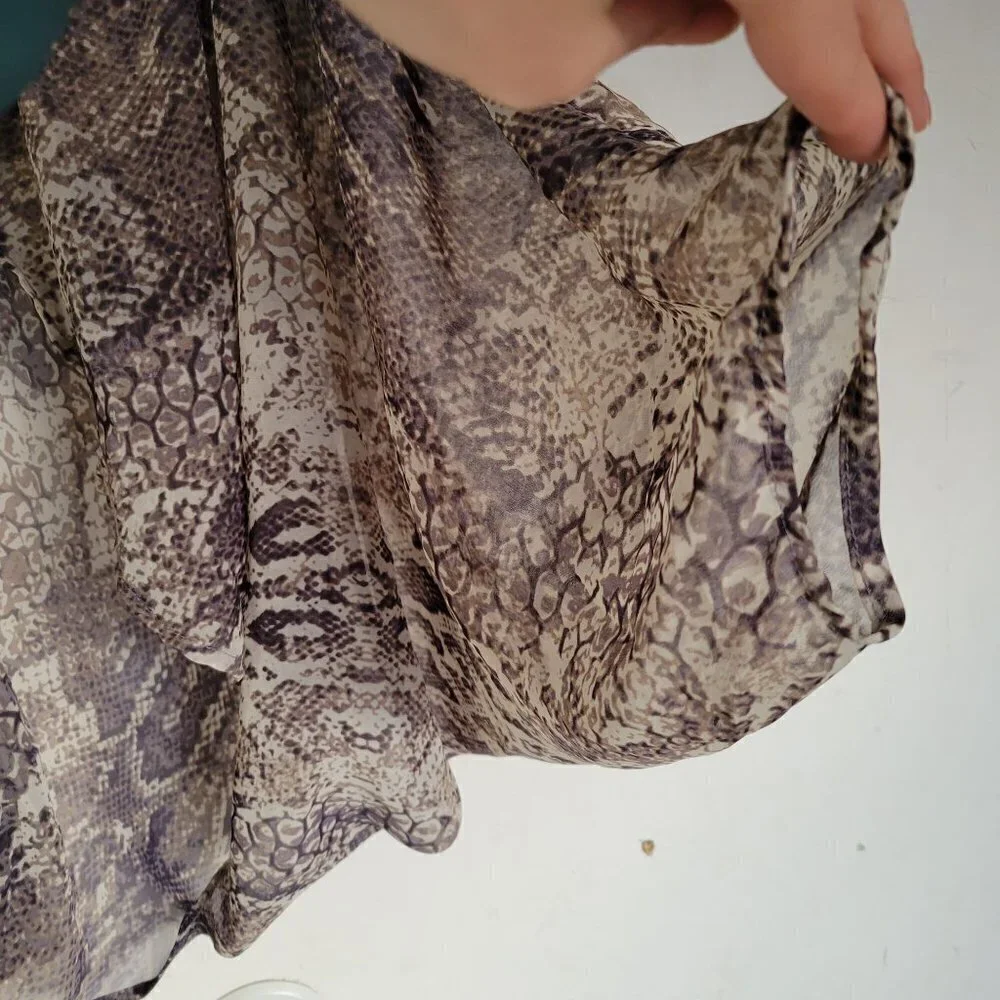 The Langford Line Reptile Snake Animal Print Sheer Open Front Shawl Cardigan Sm